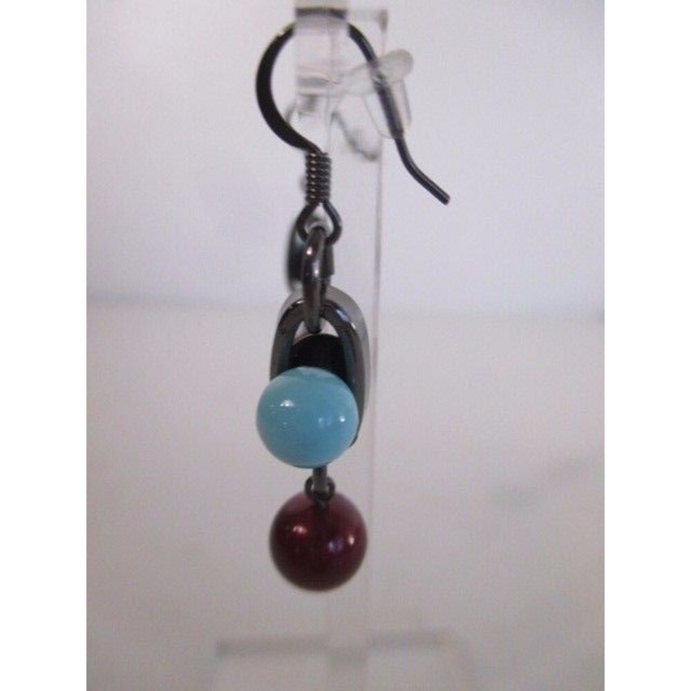 JOOMI LIM Dynamic Duo Ball Blue Burg Gunmetal Earrings NWOT $145